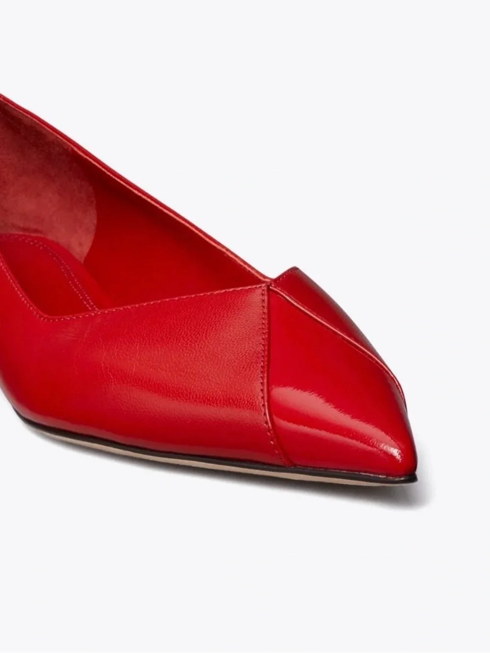 Tory Burch Red Pointed-Toe Leather Flats